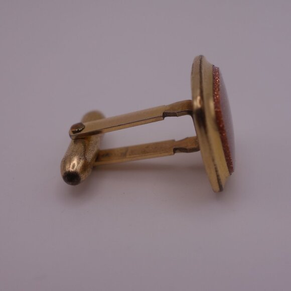 Square Cuff Links with Gold Setting and Brown with Glitter Inner - Picture 5 of 14